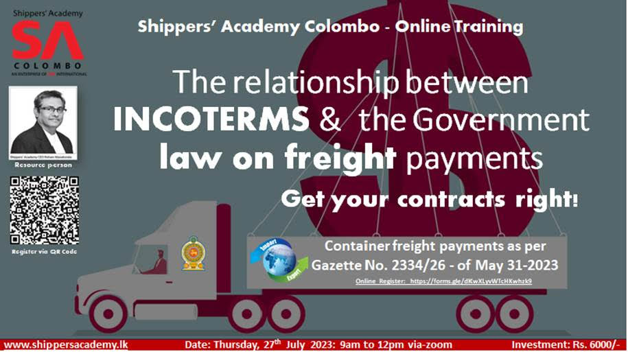 Container freight payments-as per Sri Lankan law