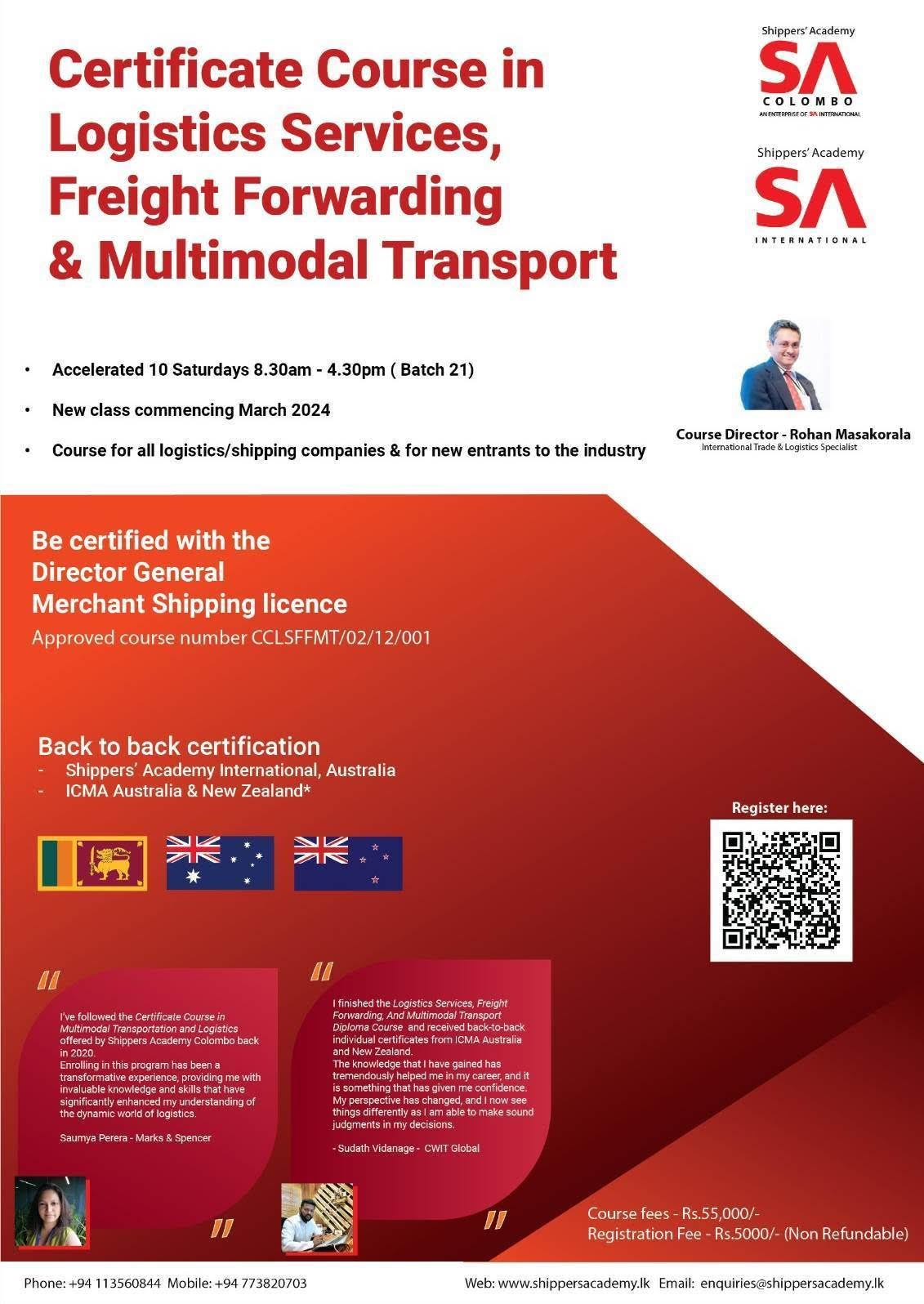 DMS certified Certificate Course in Logistics Services, Freight Forwarding & Multimodal Transport