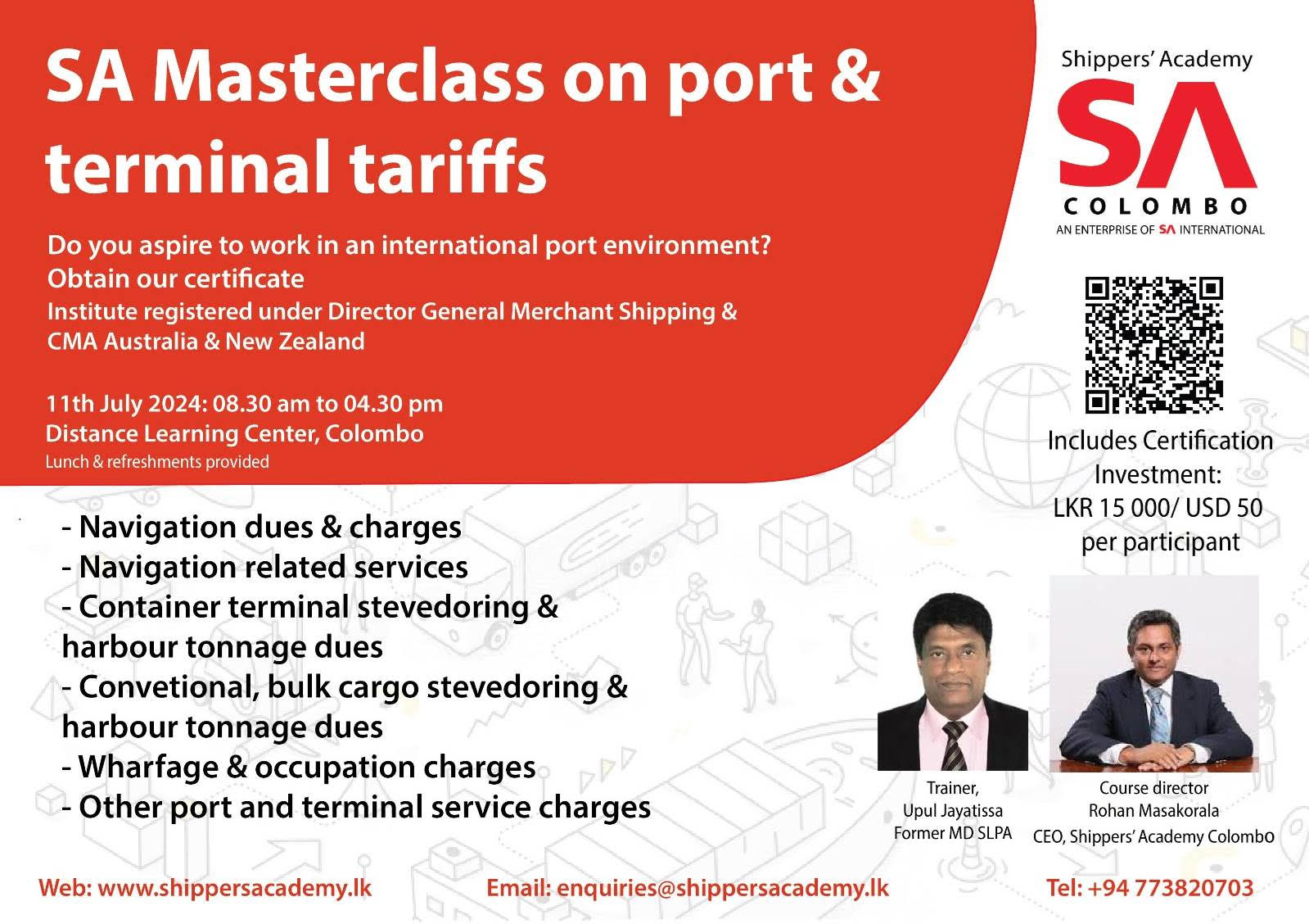 Certificate Training in Port & Terminal Tariffs