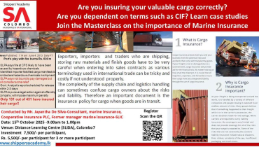 Masterclass on the importance on Marine Insurance for international trade